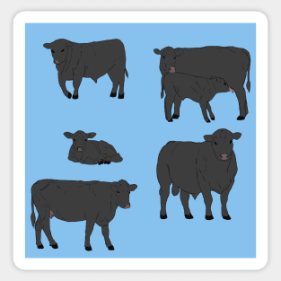 Angus Cattle Pattern Blue Sticker